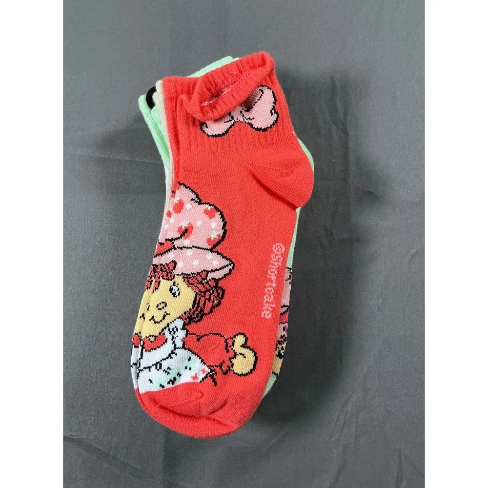 Strawberry Shortcake Womens Ankle Socks 5 Pair Pink Red‎ Green Size 4-10 AD0164